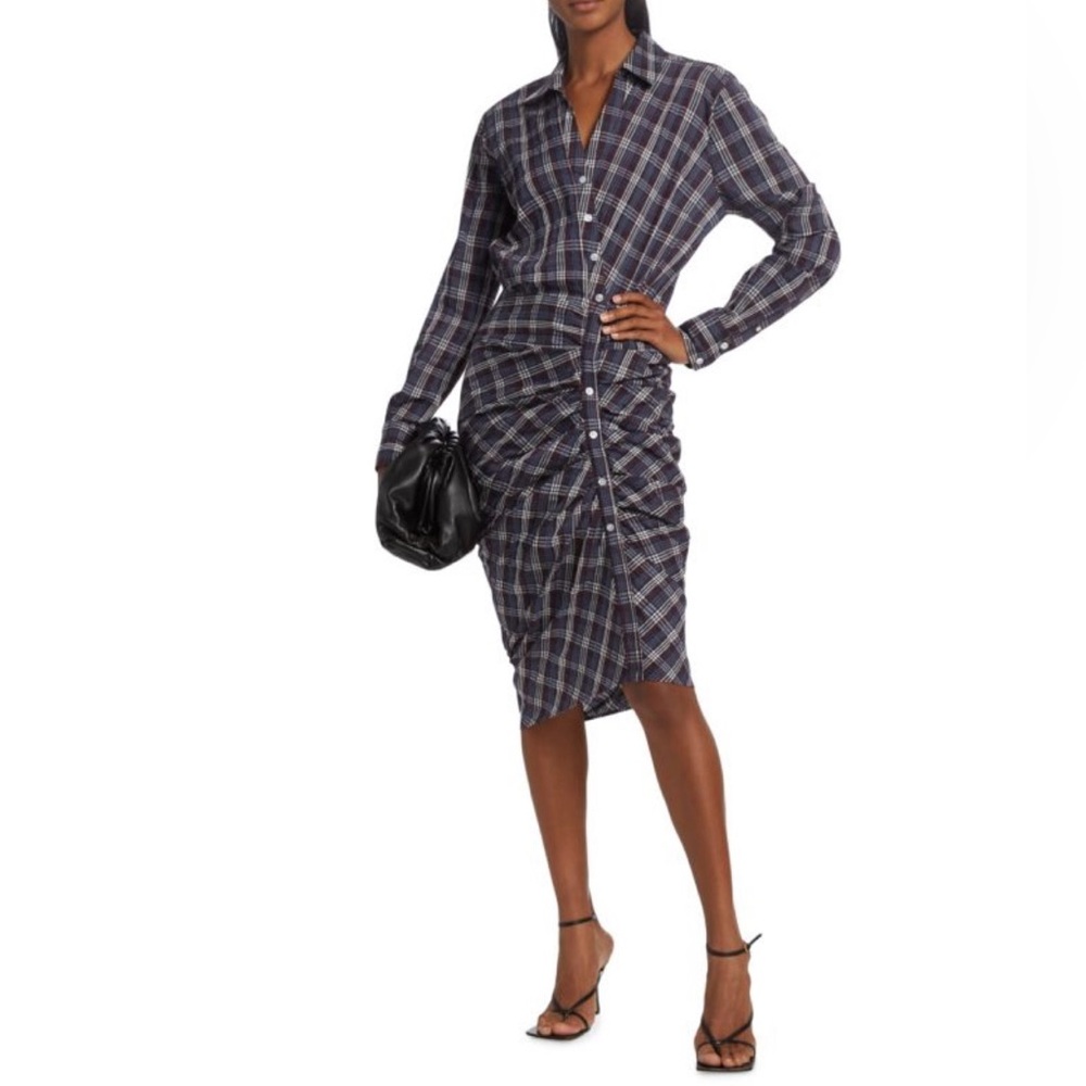 Veronica Beard Calvert Plaid Button-Down Asymmetrical ShirtDress size 2